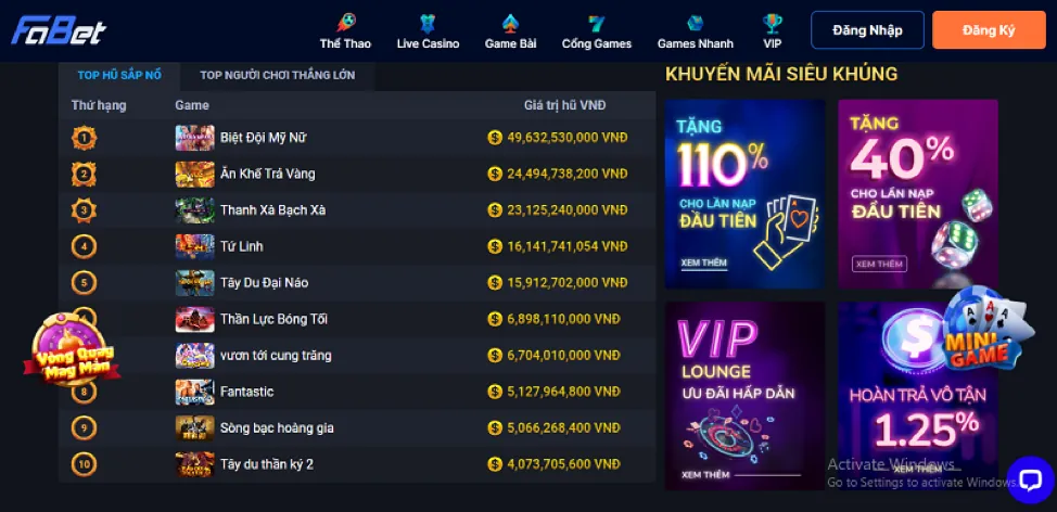 Thưởng Chào Mừng 100% Nạp Lần Đầu